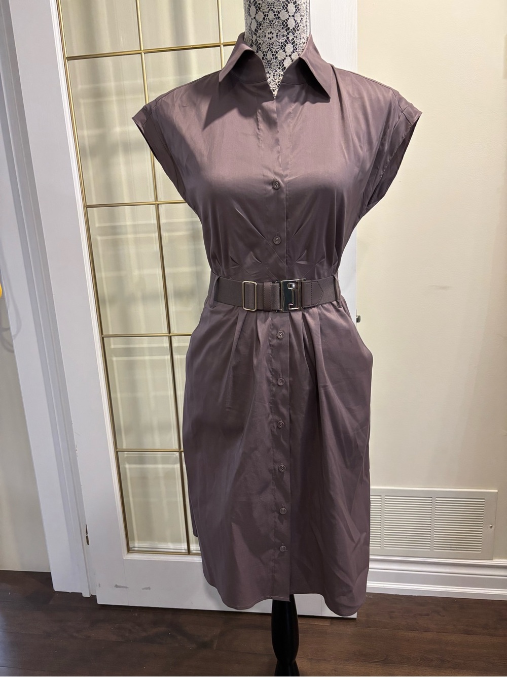Esprit Dusty Mauve Button-Front Midi Shirt Dress